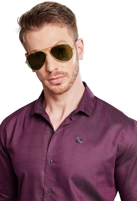 ALMATYFashion Shirt for Men | Alessandro Pink Checkered Print Shirt | Slim Fit | Perfect for Occasions, Party & Club Wear