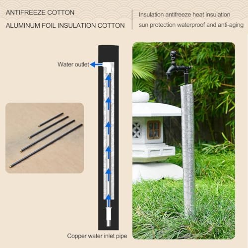 Freestanding Outdoor Water Column with Faucet - Anti-Freeze Hydrant for Garden Irrigation, Vertical Water Pipe for Courtyard & Landscape Use