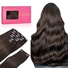 WENNALIFE Clip in Hair Extensions Human Hair 20 Inch 150g 9pcs Light Dark Brown Hair Extensions Clip in for Women Real Human Hair Rallonge Cheveux Humain Extension Double Weft Thicken Real Hair
