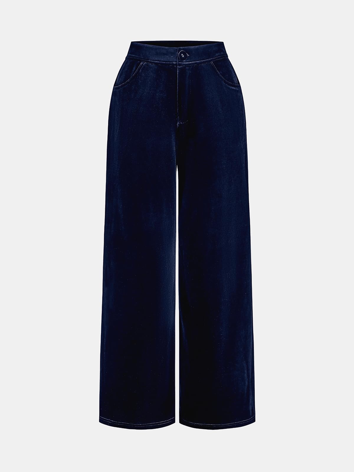CUPSHE Pantalon Palazzo en velours pour femme - Jambe large - Taille haute - Style décontracté - Avec poches
