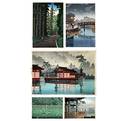 Image of Tallenge - Set of 10 Kawase Hasui Artworks - Japanese Art Poster - Small Poster(Paper,12 x 17 inches, Multicolour)