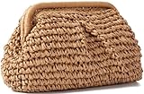 Straw Clutch Purse for Women Wedding Hand-Woved Evening Straw Handbag Party Wedding Summer Beach Bag, Khaki/B