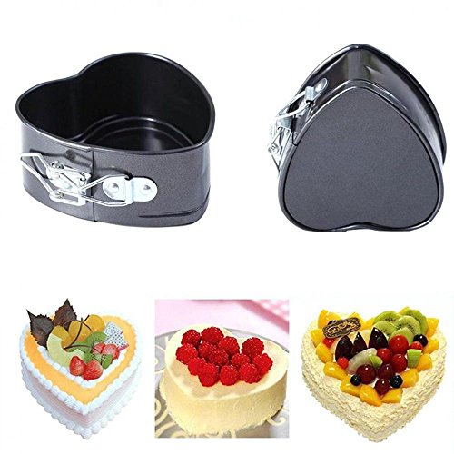 Txin Love Heart Shape Springform Pan, Mini 4 Inches Non-Stick Carbon Steel Cake Pan Tin Mold Baking Cheese Bread Jelly Tray, Set Of 2