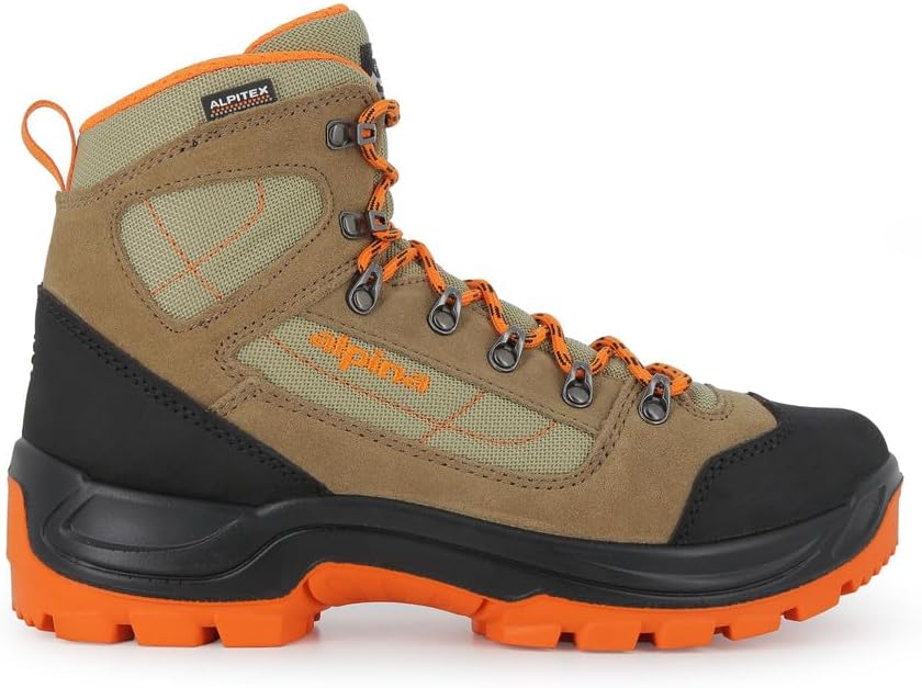 Alpina HENRY Men’s Trekking Boots – Lightweight Mid Cut Hiking Shoes with Leather and Textile Upper, Waterproof Breathable Membrane, Slip Resistant Sole, Comfortable Outdoor Footwear, Made in Europe