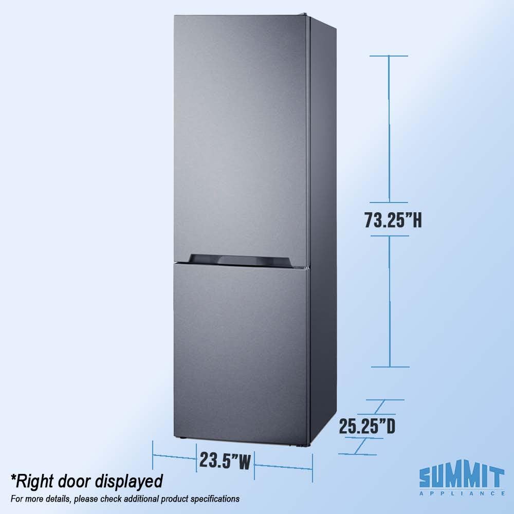 Summit 24" Bottom Freezer Refrigerator, Counter Depth Refrigerator- Freezer, With, Ice Maker, Stainless Steel - FFBF124SSIMLHD (Left Handed Door Swing) on Fridge.com