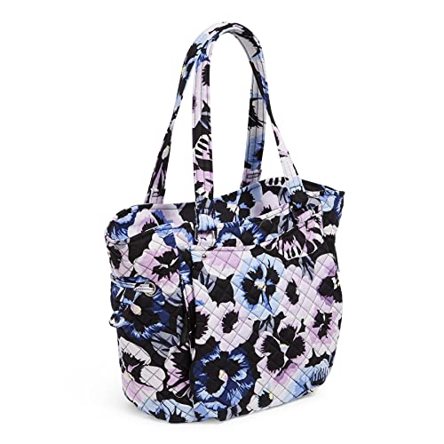 Vera Bradley Women's Cotton Glenna Satchel Purse, Plum Pansies - Recycled Cotton, One Size #TOP1