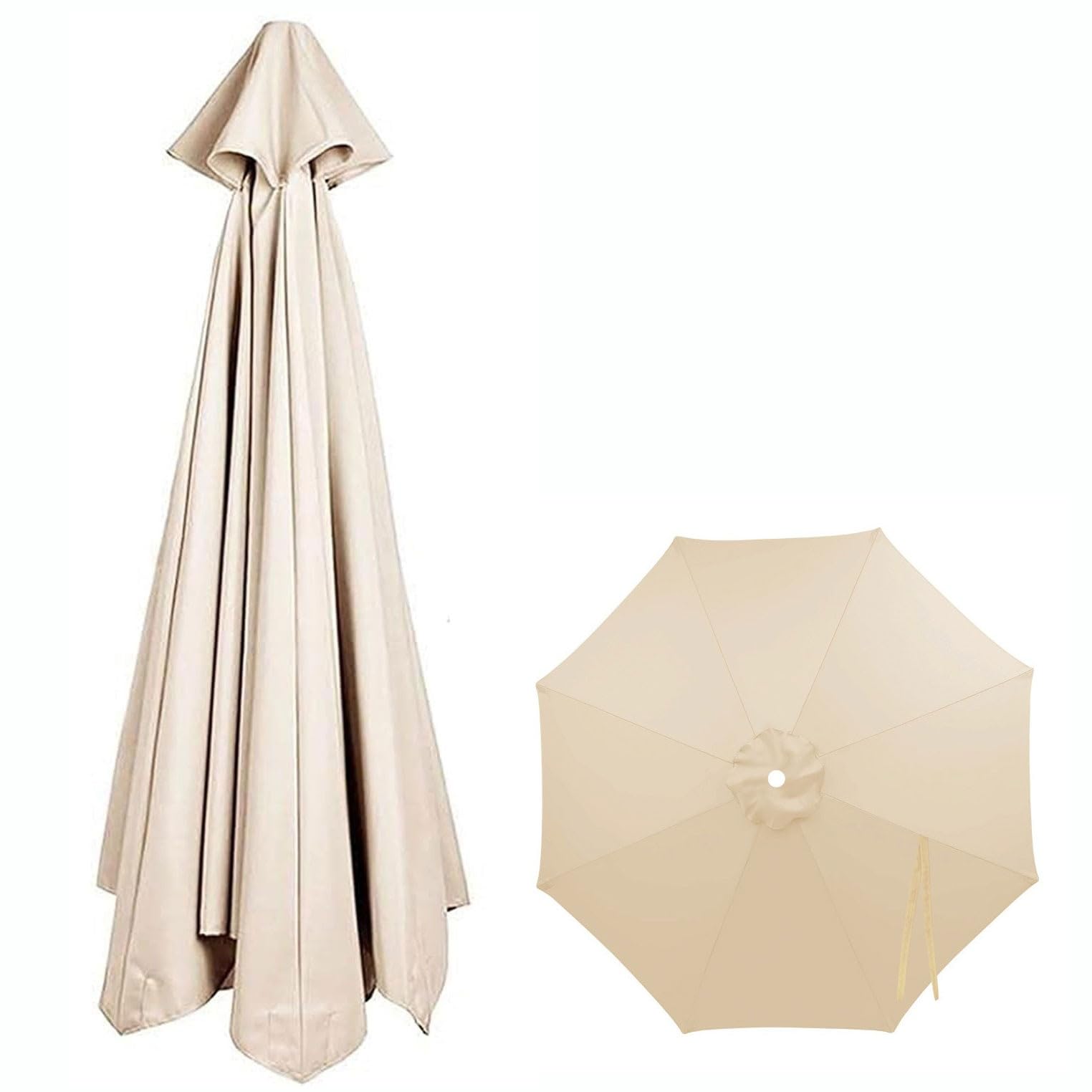 Toile de Rechange pour Parasol 8 Baleines,2m 2.3m 2.5m 2.7m 2.8m 3m 3.3m 3.5m 4m Auvent De Remplacement Pour Parasol De Terrasse Housse de Rechange pour parasols Déporté(Beige,2.5 m/8 ribs)