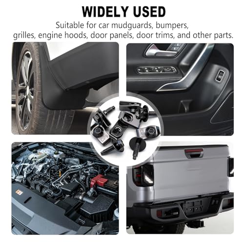 Image of mankk 50PCS M6-1.0 Fender Liner Screw and U-Nut Clips Kit,Body Fasteners,U-Nut Clips & Hex Head Bolts,Automotive Body Clips Fender Bolts for Fender, Engine Cover & Splash Shield