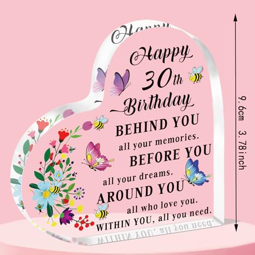 QMVMV 30th Birthday Gifts for Women,30th Birthday Gifts for Her Women Friends Sister Daughter Wife,30th Birthday Gifts Idea for 30 Year Old Women,Happy 30th Birthday Keepsake Plaque Sign
