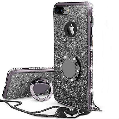 KI¢KI iPhone7/iPhone8 適応 リング ストラップ付きケース キラキラ かわいい おしゃれ ラインストーン 女性 女子 アイフォン7 アイフォン8ケース 対応 耐衝撃