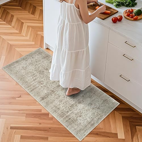 Living Room 2x5 Runner Rug - Boho Rugs for Living Room Stain Resistant Carpet Vintage Tribal Rugs for Bedroom Kitchen Bathroom with Non Slip Backing Home Decor Floor Decoration Mat 2x5 Beige/Brown