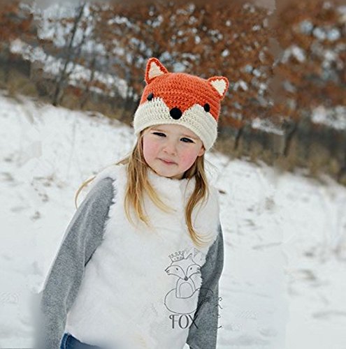 Children Cartoon Fox Ear Beanie Hat Winter Kids Handmade Knitted Cap2