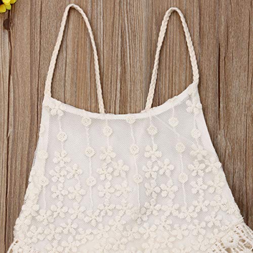 Newborn Baby Girl Halter Neck Sleeveless Backless Jumpsuit Floral Hollow Lace Layered Romper Skirt2