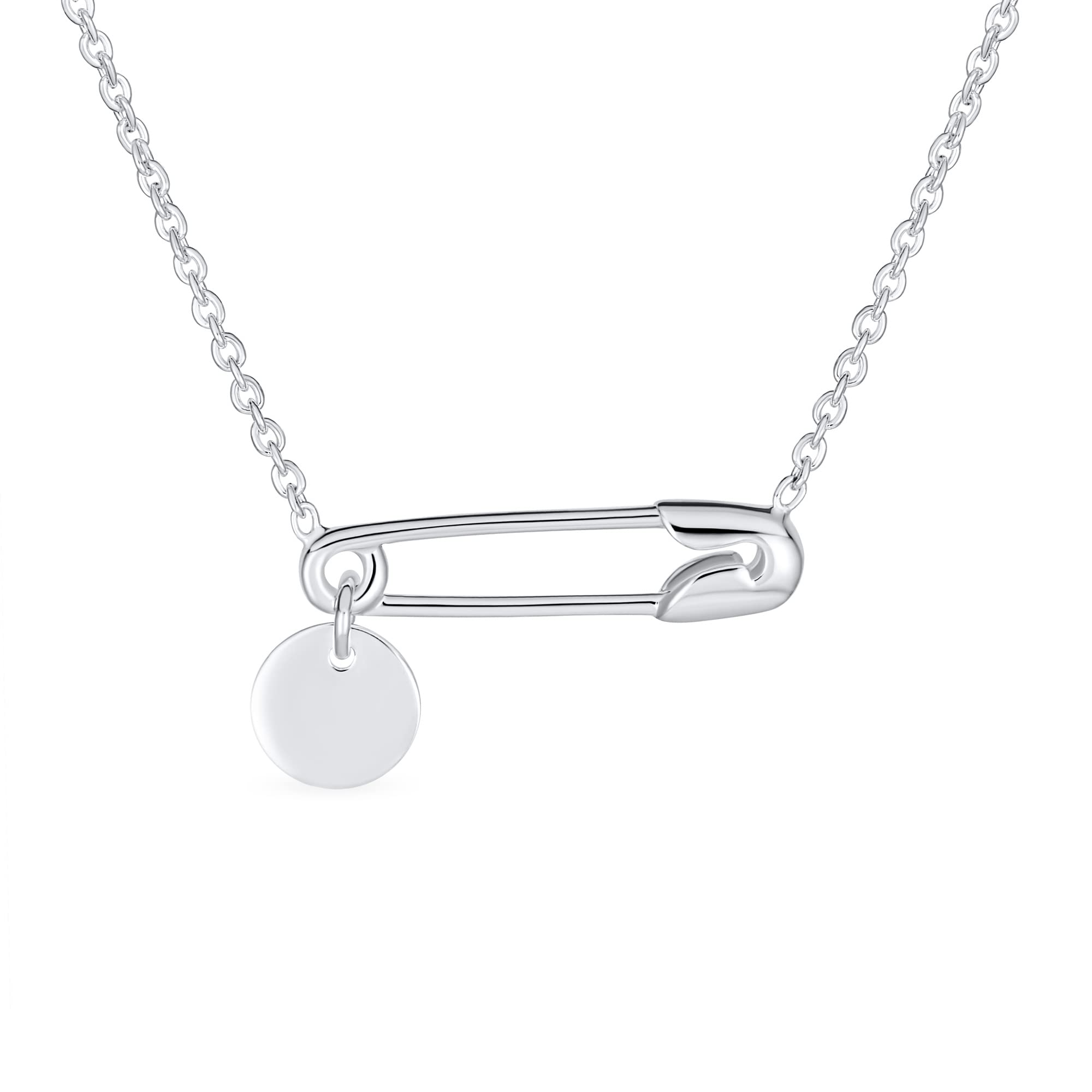 Personalisieren Initialeen Alphabet A-Z Support Symbol Für Vertriebene Menschen Massivarität Runder Kreis Scheibe Seitlich Sicherty Pin Halskette Anhänger Für Frauen .925 Sterling Silber Brauchizable