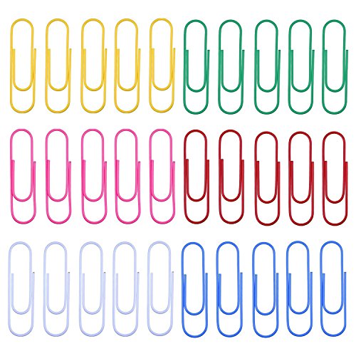 Newkeen 30 Pezzi carta colorata clip fermagli in metallo, Company Paper clip 100 mm Assorted Colors