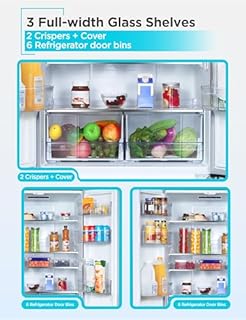 BLACK+DECKER 16 Cu. Ft. French Door Refrigerator with Built-in Ice Maker, Full Size Refrigerator with Bottom Mount Freezer Drawer, Frost Free, ENERGY STAR certified, BRF1600GIMB, Black