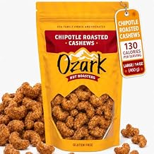 OZARK NUT ROASTERS, Chipotle Roasted Cashews with Spicy Kick, Flavored Savory Snacks, World-Class Gourmet Candied Nuts, Resealable Pack 14 oz