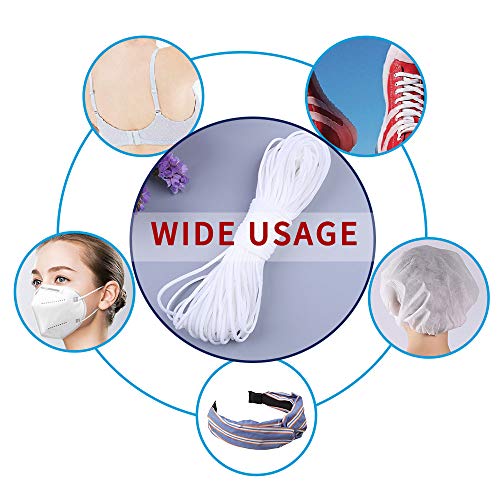 image for Yoophane 22 Yards Braided Elastic Bands for Sewing, 1/8 Inch White Ela