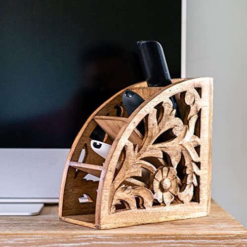 Organisateur télécommande en bois 4 cases anti-perte de boîtiers