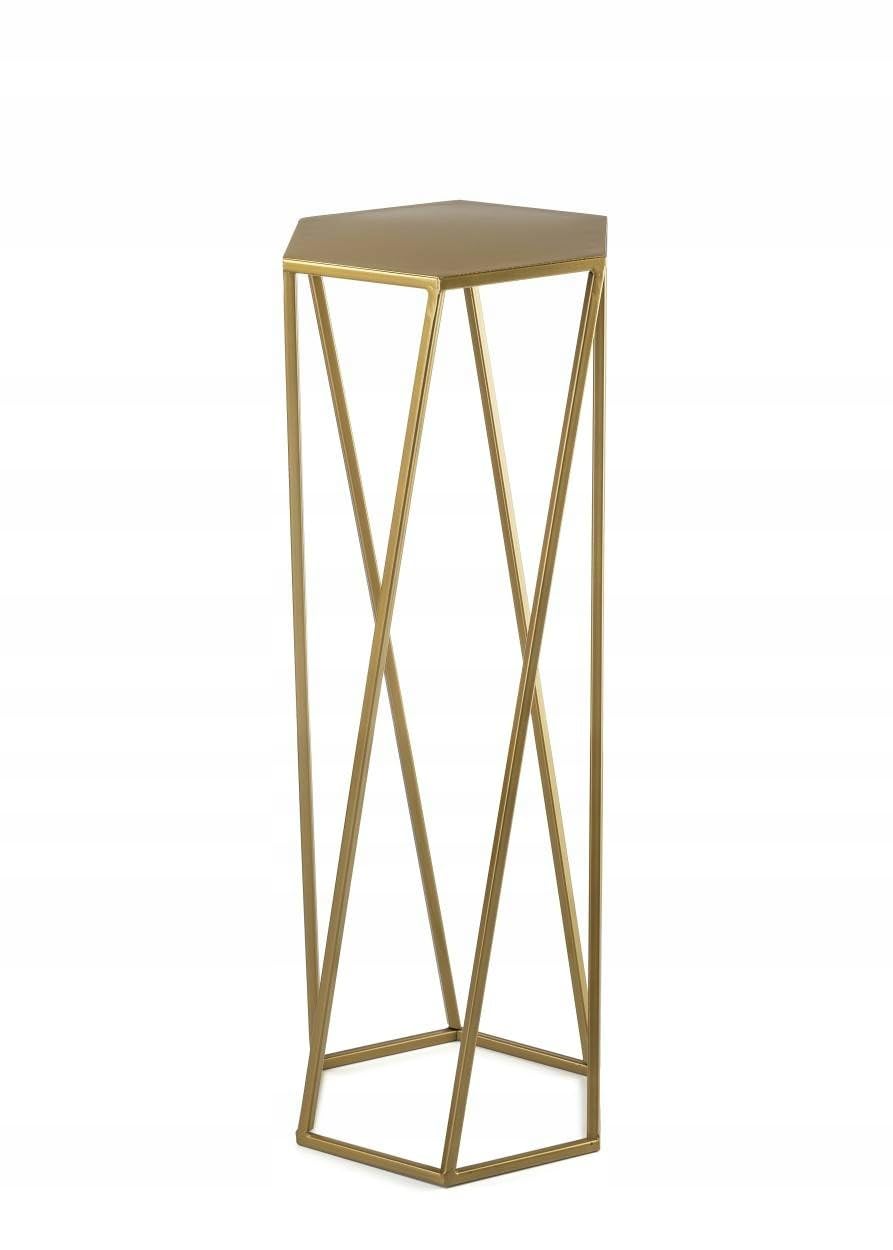 Support de fleurs doré en métal - 70 cm de haut - Tabouret solide de forme hexagonale - Support de plantes de style loft pour la décoration intérieure
