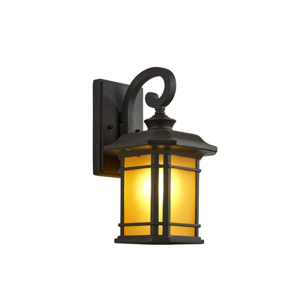 Applique da Parete Piccole quadrate per Esterni, Stile Antico, Impermeabili, antiruggine, in Vetro, Lanterna, in Alluminio e Metallo, Attacco E27, Illuminazione Decorativa per pati