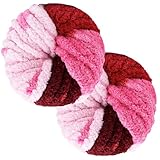 2Pcs Chunky Wool Yarn 250g, 2cm Knitting Yarns for Crochet Chunky Blanket Yarn, Fluffy Soft Wool for DIY Making Handmade Blankets Scarves Hats Rug Bags Hats Pillow Cushion (Neon)