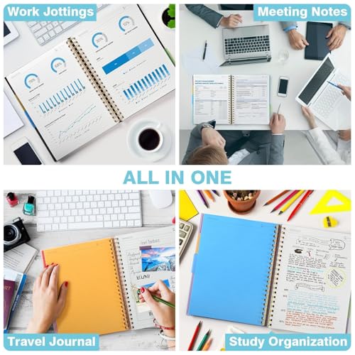 Image of Spiral Notebook 8.5 inch x 11 inch, 5 Subject Notebooks College Ruled with Dividers