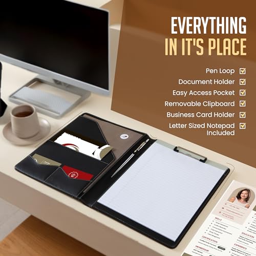 image for STYLIO Padfolio Folder with Removable Clipboard | Portfolio Organizer 