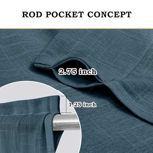 Image of THE LINEN COMPANY Cotton Linen Solid Sheer Window Curtain with Rod Pocket Design, 4 Feet Length, Lightweight Breathable Fabric, Elegant Navy Blue Color, Living Room & Bedroom Curtain, Pack of 1.