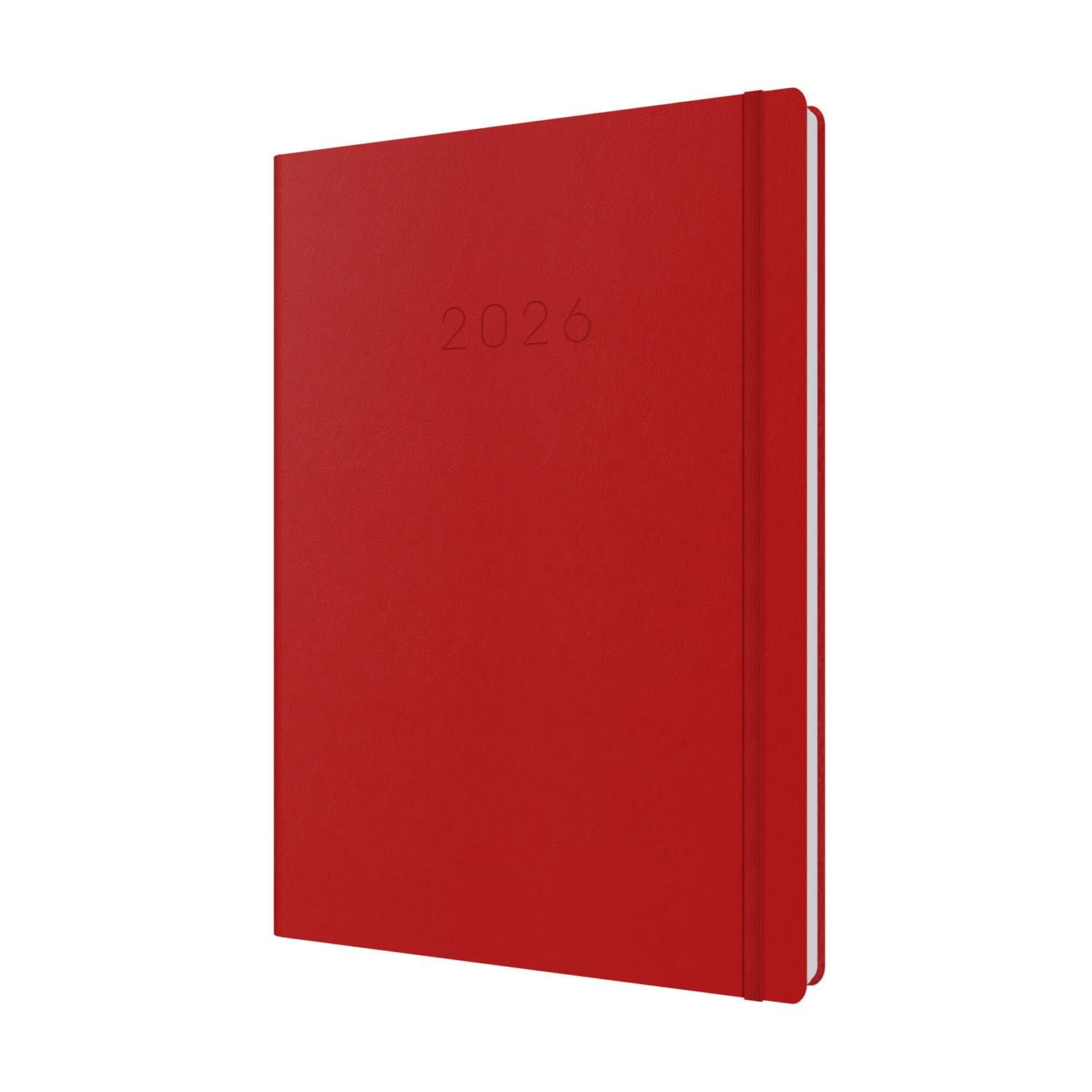 Collins Legacy – Agenda annuel 2026 12 mois, un jour par page, avec 1/2 heures de rendez-vous, couverture rigide A4, rouge (CL41.15-26)