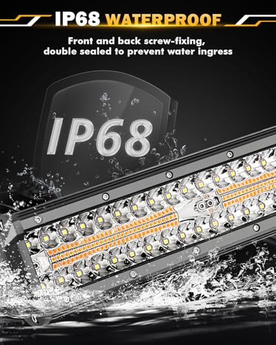 Image of Auxbeam 12 Inch LED Light Bar, 6 Modes Strobe Amber Pod Lights Yellow Fog Light Dual Color Spot Flood Offroad Driving Lights, Memory Function LED Work Lights for Truck Car ATV