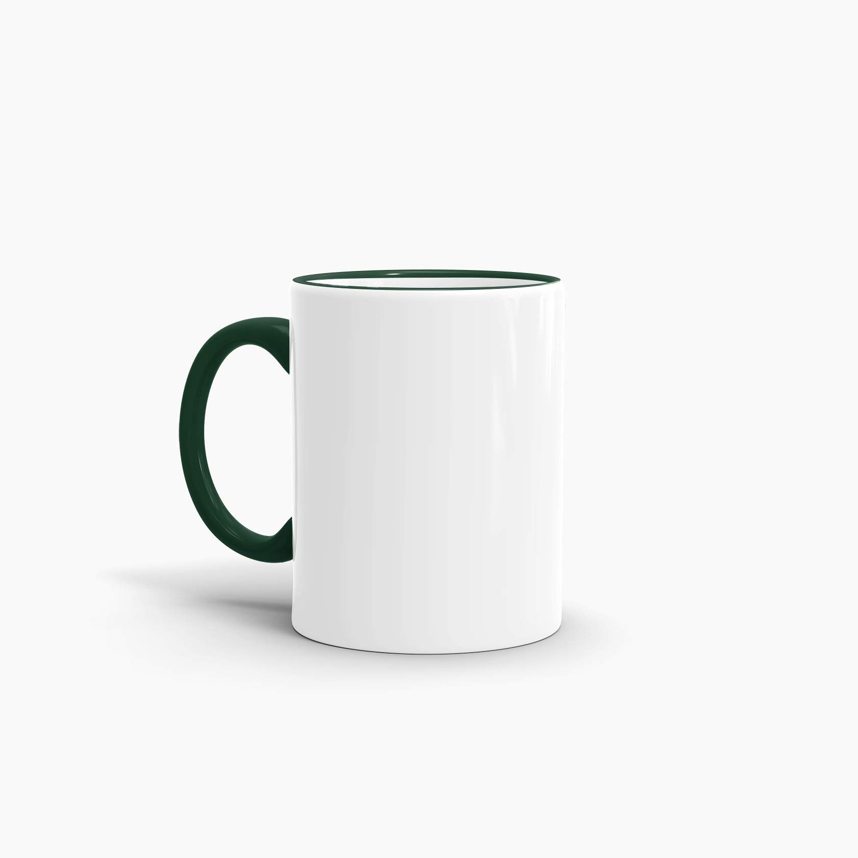 Bastel-Tassen ohne Druck zum Bemalen aus Hochwertiger Keramik Einzeln oder im Set/Mug/Cup/Becher/Pott - Rand & Henkel Dunkelgrün 12er Set
