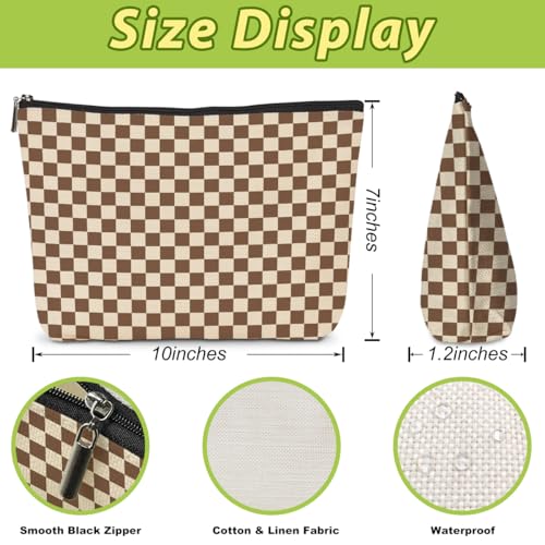 6 Pcs Checkered Makeup Bags Make up Bag Cosmetic Bags for Women Girls Sister Bridesmaid Friendship Christmas Birthday Travel Toiletry Bag Aesthetic Zipper Organizer Accessories, Cute Retro Plaid2