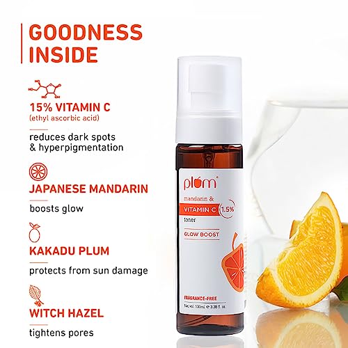 Plum 1.5% Vitamin C Toner with Mandarin | For Glowing Skin | Improves Uneven Skin Tone | Tightens Pores | Fragrance-Free | 100% Vegan - Image 4