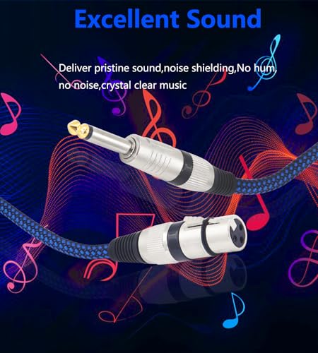 LANMINGLEL XLR Female to 1/4" TS Cable 6.35mm TS to XLR Female Unbalanced Cable Nylon Braided Microphone Cable Compatible with Microphone - Image 4