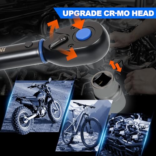 Image of Drive Click Torque Wrench, 3 /8 inch 10-120Ft.Lb, torque wrench for Car | Dual-Direction Adjustable 72 Tooth Click Torque Wrench for Bike, Motorcycle,Professionals & DIYers,Blue