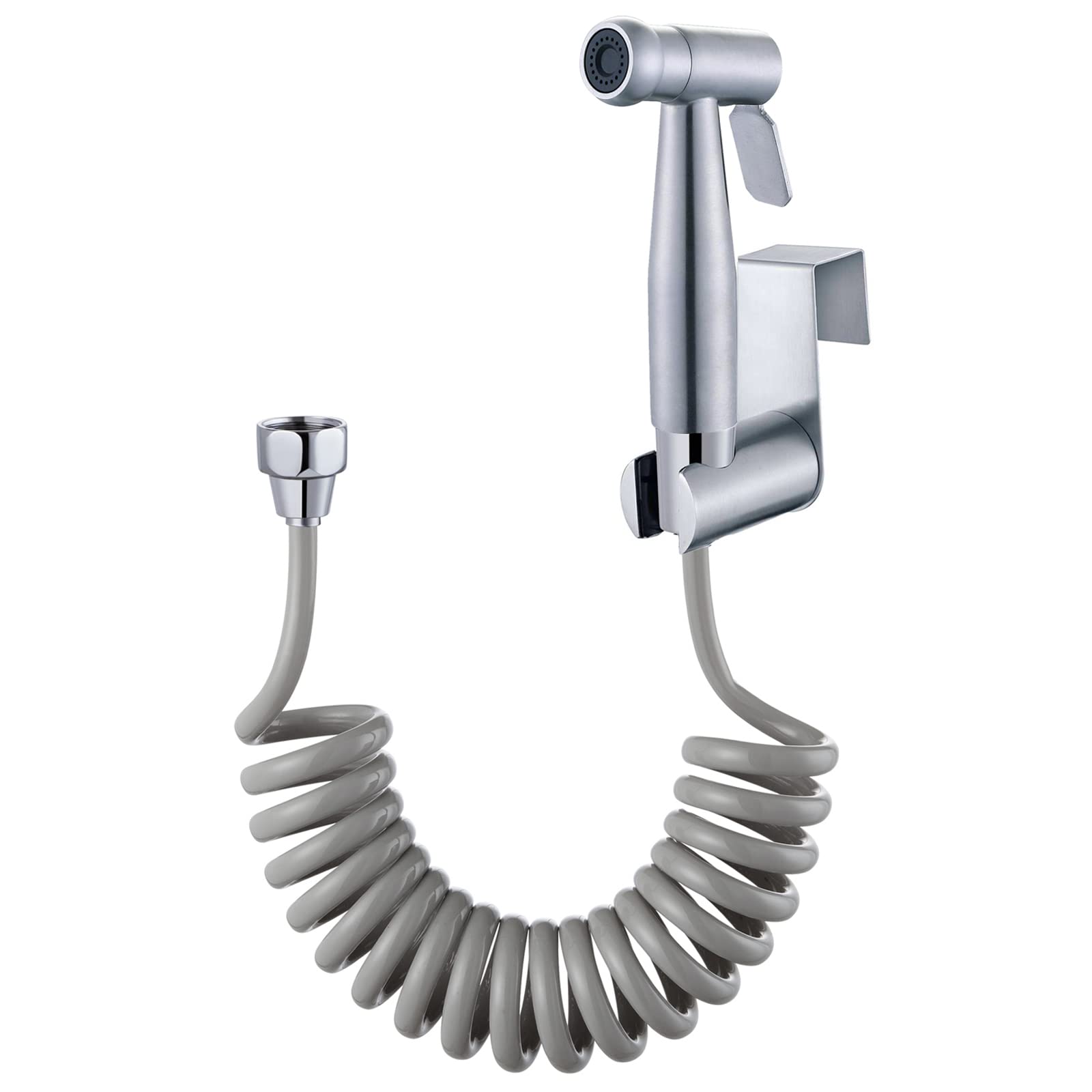 Xocome Grey Hand Held Bidet Sprayer - Stainless Steel Sprayer Shattaf Toilet Bidet Shower Head For Bathroom Sink Or Toilet - With 59In Abs Flexible Telescopic Shower Hose And Bracket Holder