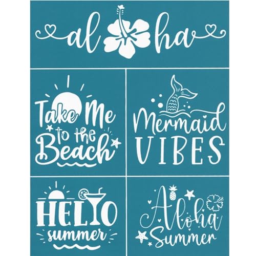 MANGOUSONG Screen Printing Kit,22x28cm Summer Autumn Spring Themed Self-Adhesive Silk Screen Printing Stencil Reusable Mesh Stencils Transfer Washable for Painting Style 9