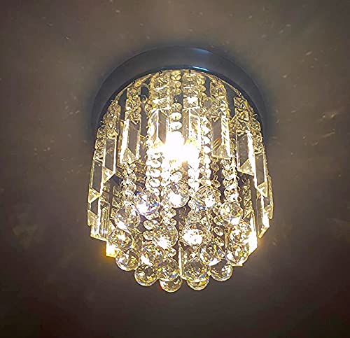 Image of Crystal Glass Chandelier /Ceiling LED Light for Banquet Hall, Living Room, Restaurants, Hotels, Temples (30cm, Yellow)