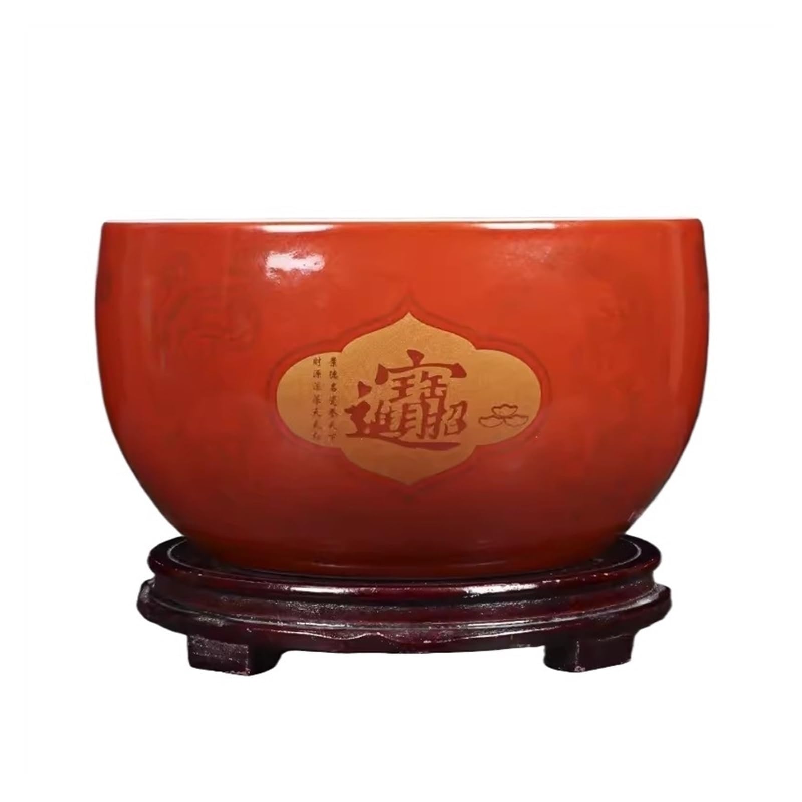 Acquario per Pesci Treasure Bowl Ceramic Fortune Fish Tank Desktop Ceramic Small Treasure Bowl Turtle Feeding Bowl Acquari(Red,26x14cm)