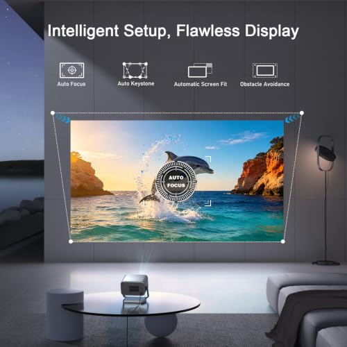 Image of [4300 ANSI & Officially-Licensed APP] 4K Projector with WiFi and Bluetooth, Auto Focus Keystone Smart Projector, Outdoor Projector with Adjustable Stand for Home Bedroom