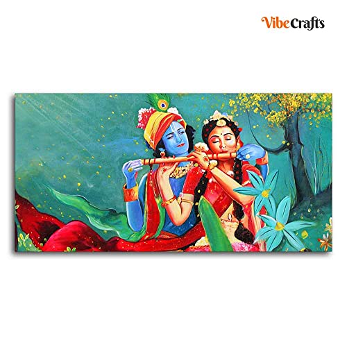 Image of VIBECRAFTS Canvas Paintings for Living Room Drawing Room Abstract Art Radha Krishna Canvas Wall Painting Fitted With Wooden Frame For Home | Office | Living Room | Gift (PTVCH 2477)