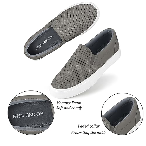 Image of JENN ARDOR Womens Slip On Sneakers Perforated /Quilted Casual Shoes Fashion Walking Flats