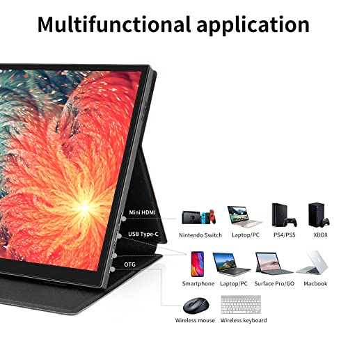Image of WIMAXIT Portable Touch Monitor, 14 Inch 98% Srgb Fhd Ips Computer External Display Usb-C Gaming Screen With Type-C Mini Hdmi For Laptop Pc Mac Phone Xbox Ps4, Include Smart Cover, Black