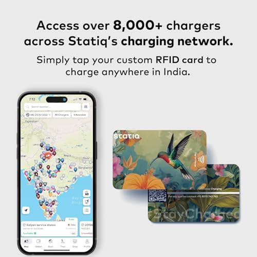 Image of Statiq 11kW Smart Nectar Home EV Charger with 5m Cable | App + RFID | Auto Cut-Off, Load Balancing | ARAI Certified, IP66 Rated | 2-Year Warranty