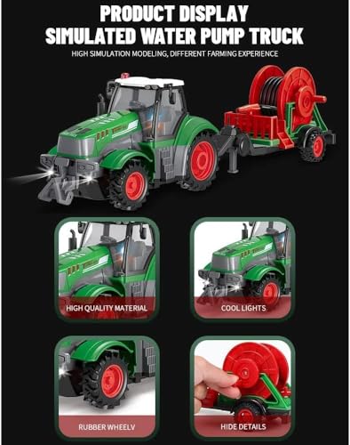 Image of Remote Control Tractor Toy - Full Function RC Farmer Tractor with Lights, Realistic Design & Durable Wheels | Farming Vehicle Toy Gift for Kids Boys & Girls (Multicolor)
