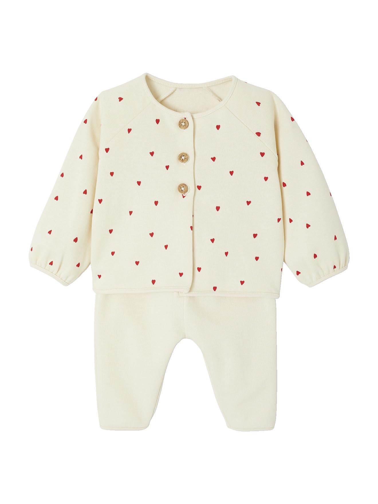 VERTBAUDET Ensemble naissance molletonné gilet + pantalon écru 3M(60CM)