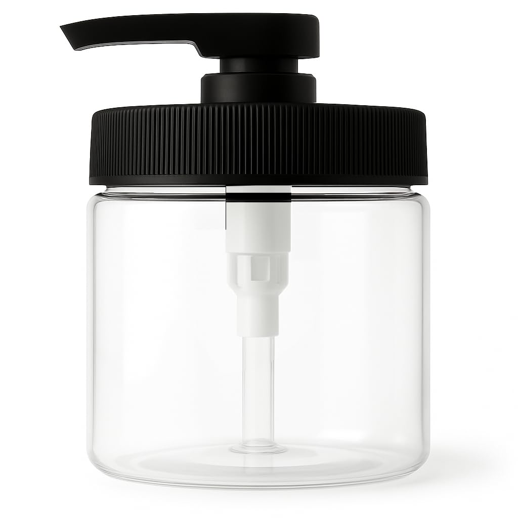 Royal Massage Bocal à pompe rechargeable de 473,6 g avec distributeur de tube de trempage verrouillable – Récipient en plastique sans BPA pour huiles de massage, lotions, crèmes – Pot à large