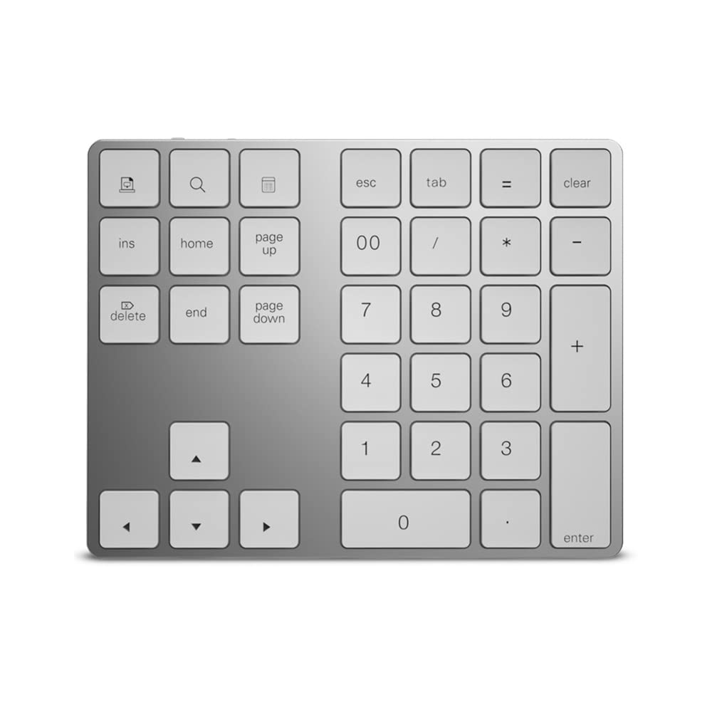 N+B Clavier numérique, BT 3.0 Pavé numérique sans Fil 34 Touches Compatible avec Windows/iOS/Mac/OS/Android Clavier numérique pour PC Tablette Bluetooth Portable USB Claviers (Le Noir)