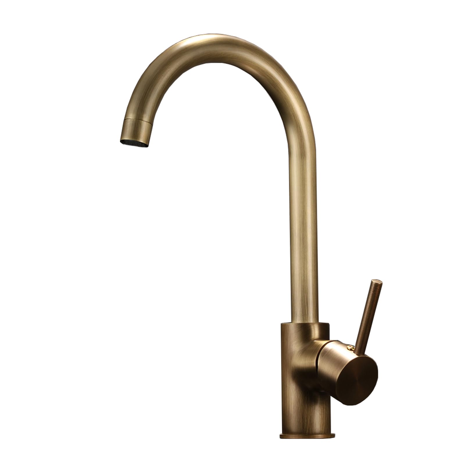 Antique Brass Kitchen Mixer Tap Single Hole 360 Swivel Sink Taps for Handle Hot and Cold Water